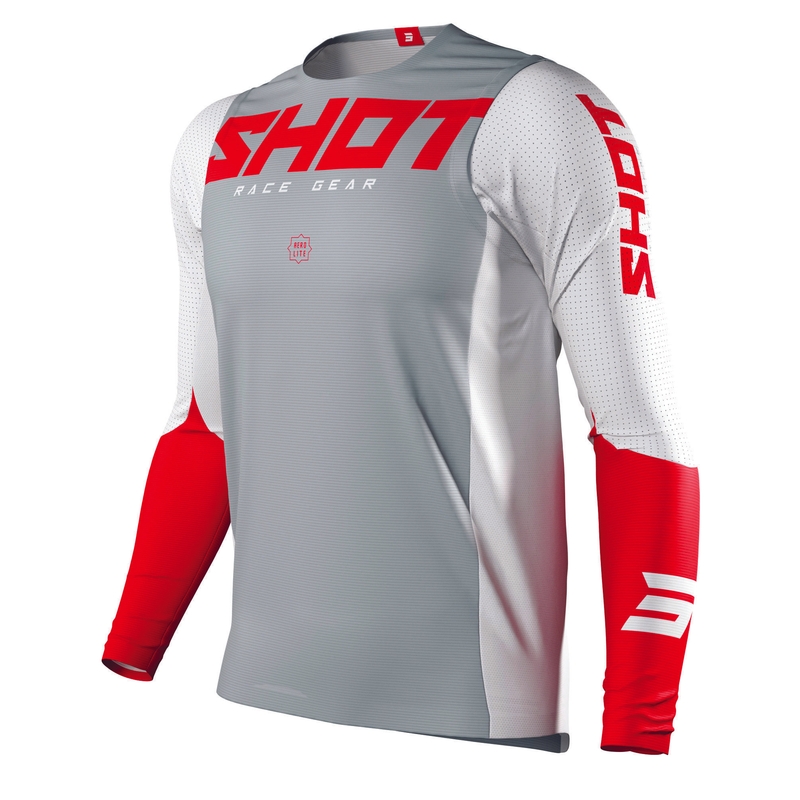 Motocross Jersey Shot Aerolite Airflow harmaa-valkoinen-punainen alennusmyynti