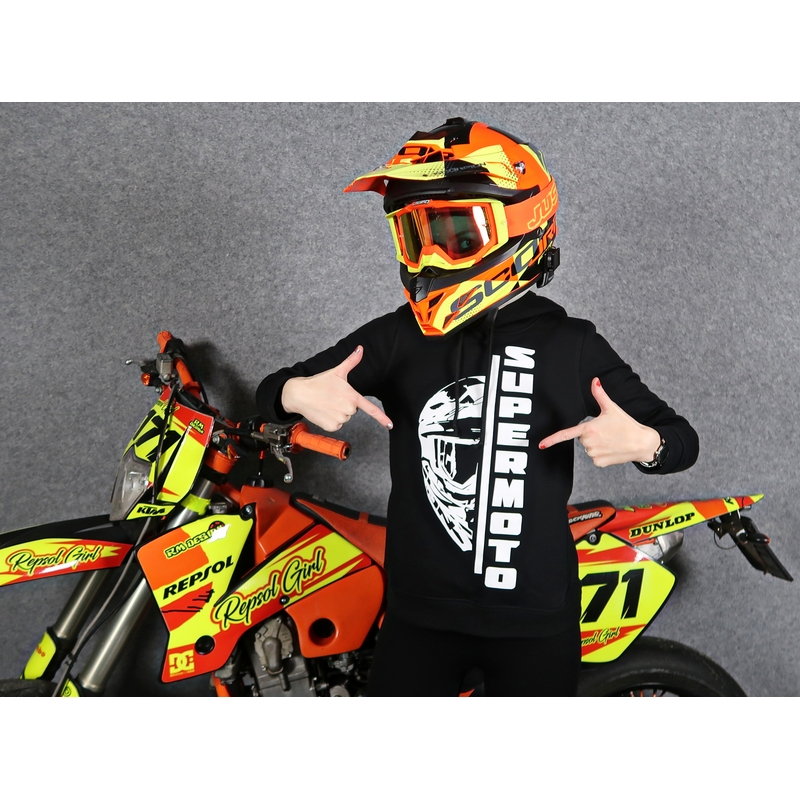 Naisten collegepaita SUPERMOTO musta alennusmyynti