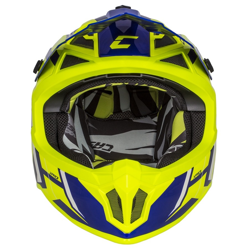 Motokrosová přilba Cassida Cross Pro II Contra fluo žluto-modro-bílá