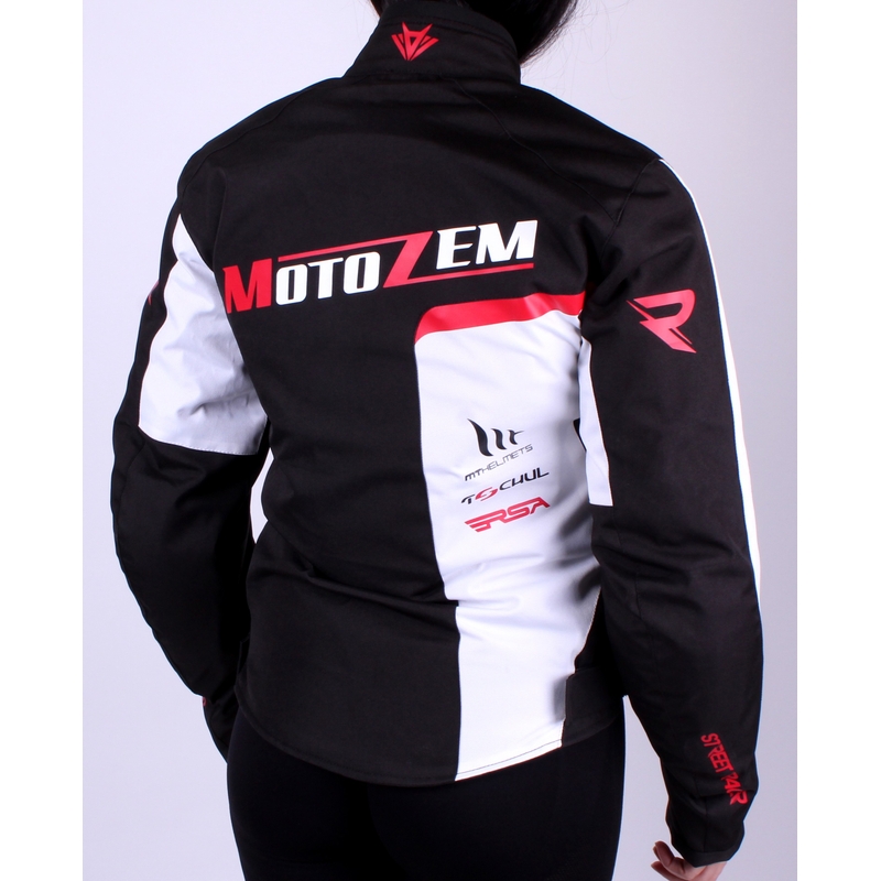 Dámská bunda na motorku MotoZem Edition černo-bílá výprodej