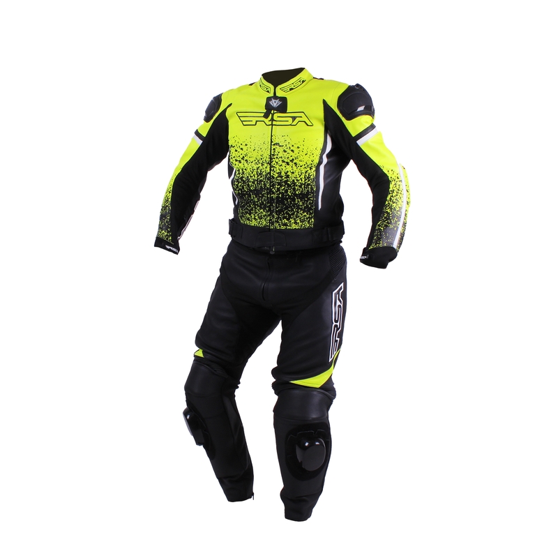 Pánská kombinéza na motorku RSA Fluo Glass černo-fluo žlutá výprodej
