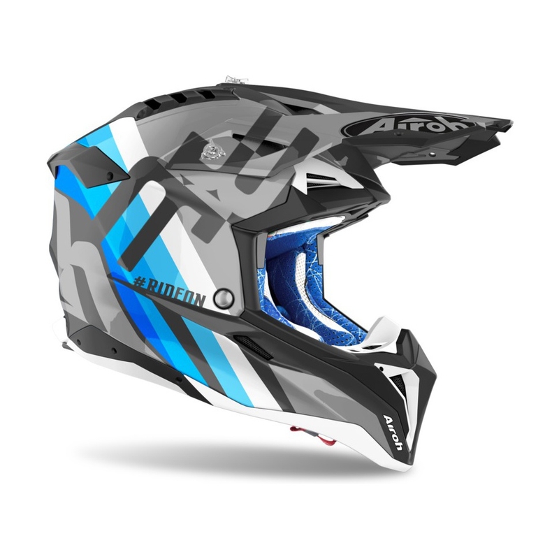 Motokrosová přilba Airoh Aviator 3.0 Rainbow 2021 šedo-modro-bílá