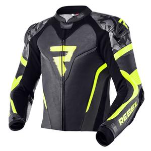 Bunda na motorku Rebelhorn Rebel černo-šedo-fluo žlutá výprodej