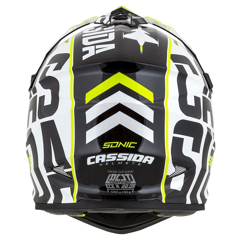 Cassida Cross Cup Sonic Motocross kypärä musta-valkoinen-fluo keltainen
