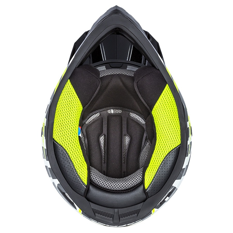 Cassida Cross Cup Sonic Motocross kypärä musta-valkoinen-fluo keltainen