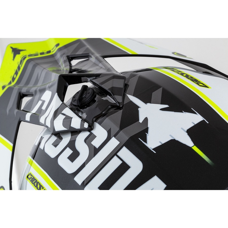 Cassida Cross Cup Sonic Motocross kypärä musta-valkoinen-fluo keltainen