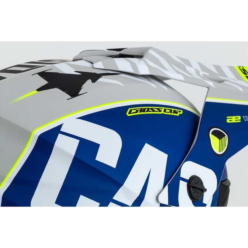 Motocross kypärä Cassida Cross Cup Sonic fluo keltainen-sininen mattapintainen musta