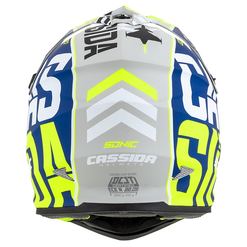 Motocross kypärä Cassida Cross Cup Sonic fluo keltainen-sininen mattapintainen musta
