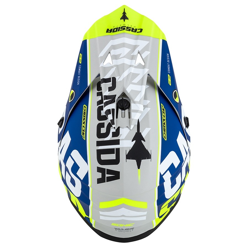 Motocross kypärä Cassida Cross Cup Sonic fluo keltainen-sininen mattapintainen musta