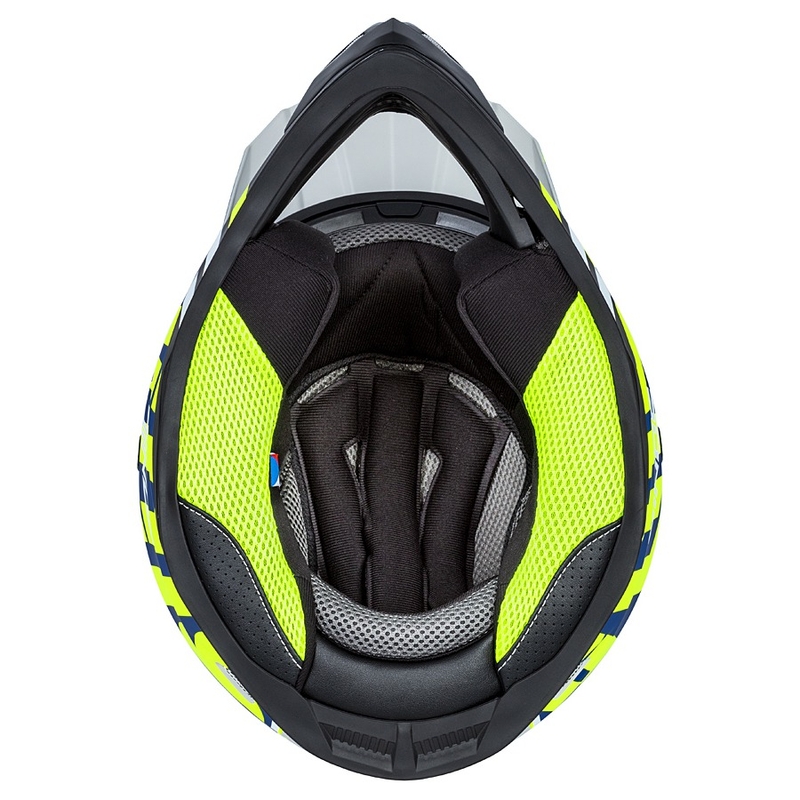 Motocross kypärä Cassida Cross Cup Sonic fluo keltainen-sininen mattapintainen musta