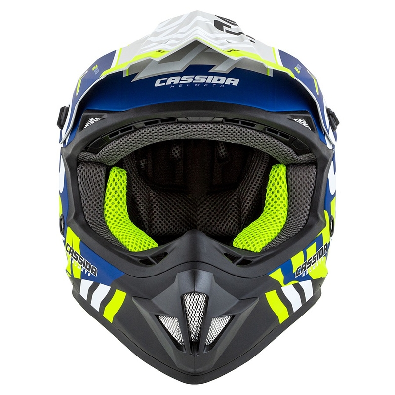 Dětská motokrosová přilba Cassida Cross Cup Sonic Junior fluo žluto-modrá matná výprodej