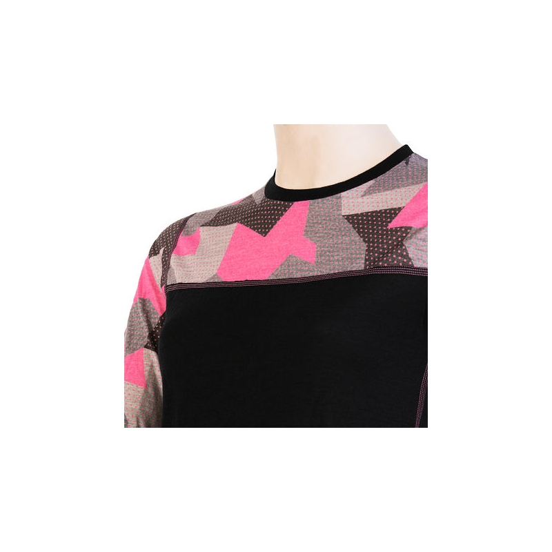 Dámské termo triko Sensor Merino Impress černo-maskáčové - dlouhý rukáv výprodej