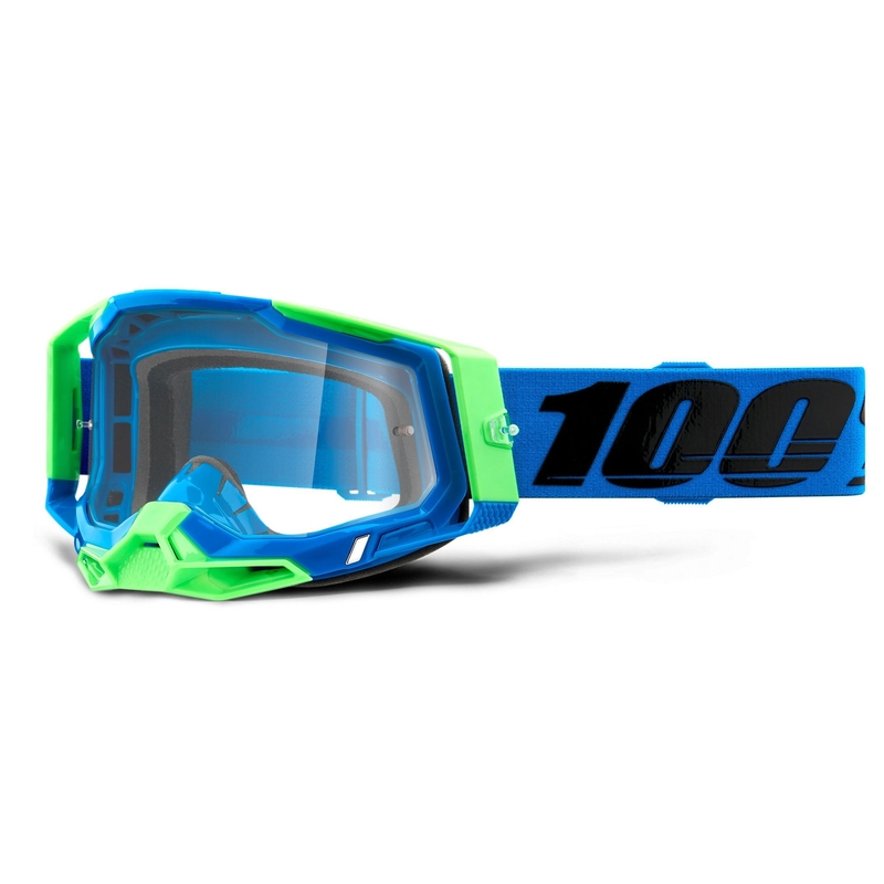 Motokrosové brýle 100% RACECRAFT 2 modro-zelené (čiré plexi)