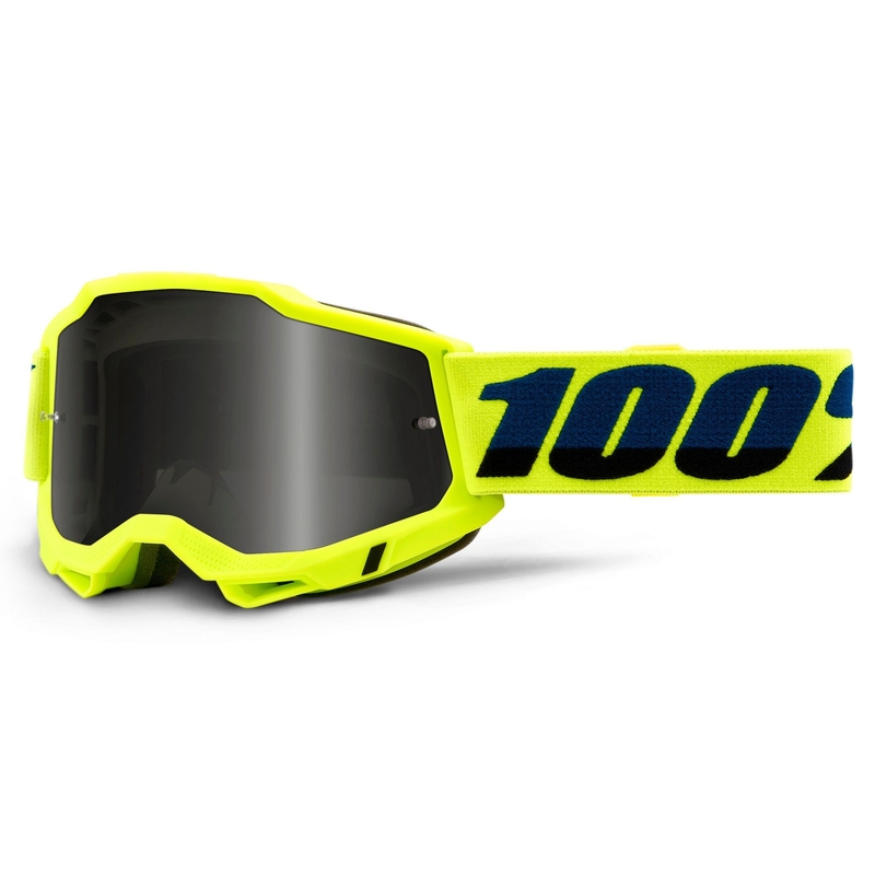 Motocross lasit 100% ACCURI 2 fluo keltainen (savustettu pleksi)