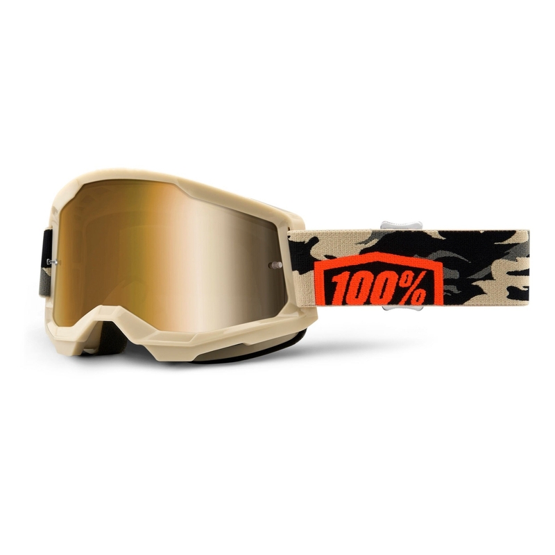 Motocross lasit 100% STRATA 2 Kombat - True beige (kultainen pleksi)