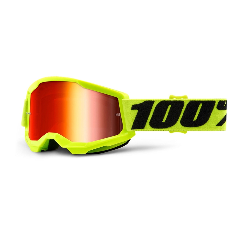 Dětské motokrosové brýle 100% STRATA 2 fluo žluté (červené zrcadlové plexi)