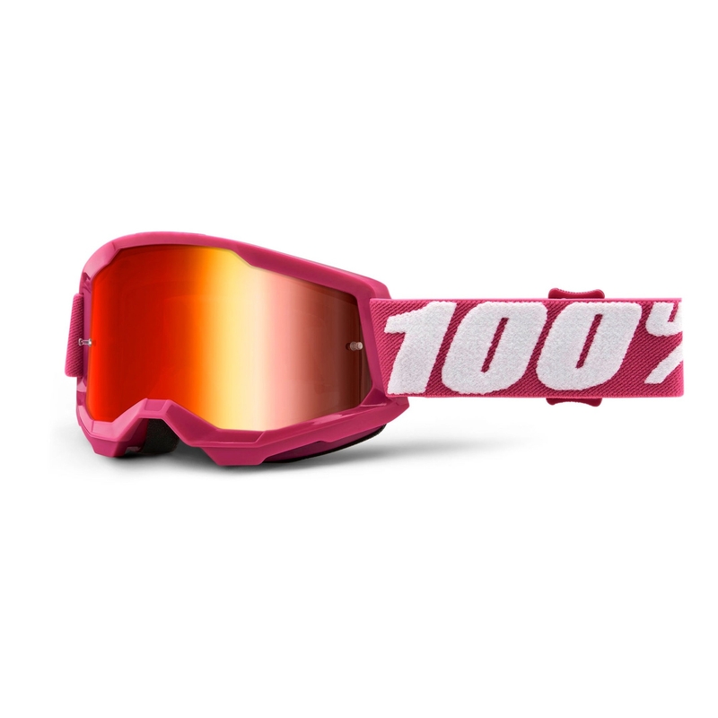 Lasten motocrosslasit 100% STRATA 2 pinkki (punainen peiliplexi)