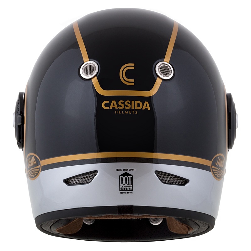 Integroitu moottoripyöräilykypärä Cassida Fibre Jawa Sport musta-hopea-kultainen