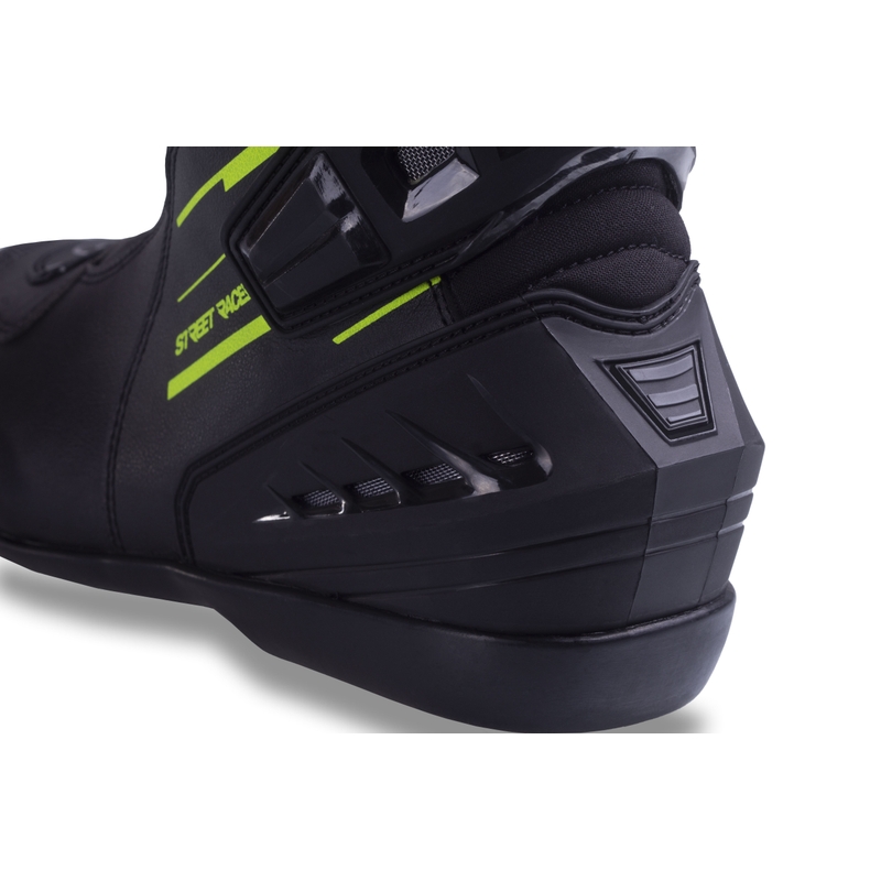 Street Racer Grid Musta-Fluo Keltainen Moottoripyöräily saappaat