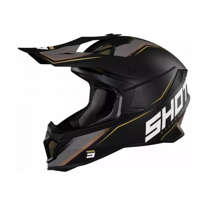 Motocross kypärä Shot Lite Prism musta-kultainen alennusmyynti