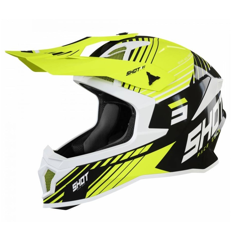Motokrosová přilba Shot Lite Fury černo-bílo-fluo žlutá výprodej