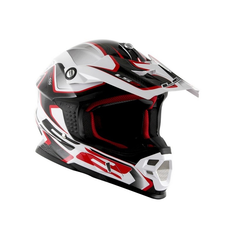 Motokrosová přilba LS2 MX456 Compass bílo-červená výprodej