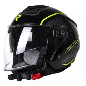 Avoin moottoripyöräilykypärä Street Racer Pilot Musta ja keltainen