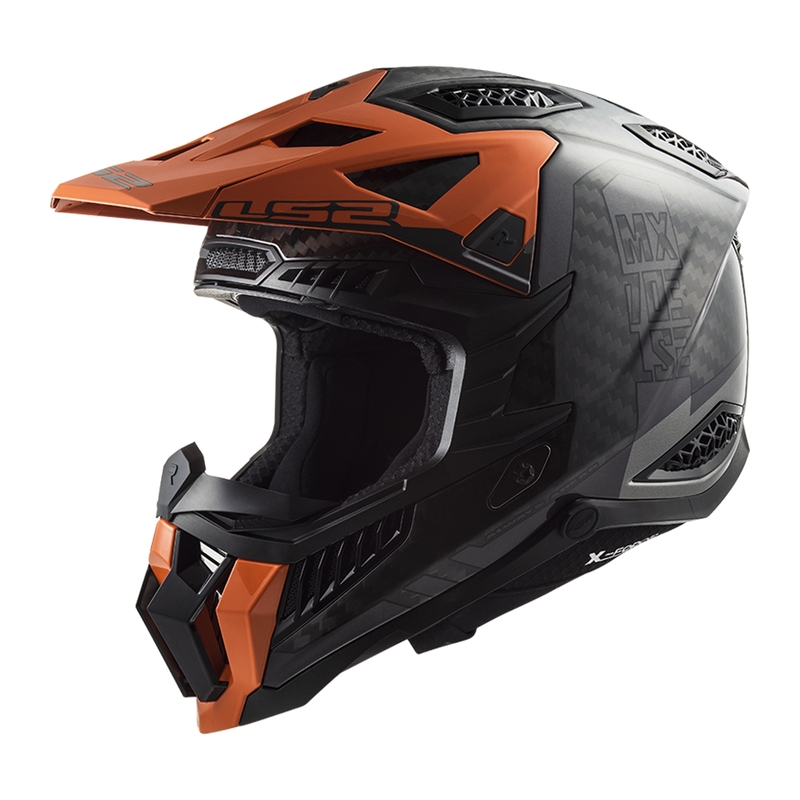 Motocross kypärä LS2 MX703 X-Force Victory Titanium musta-oranssi
