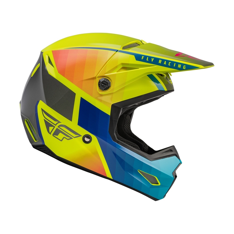 Motokrosová přilba FLY Racing Kinetic Drift modro-fluo žluto-šedá