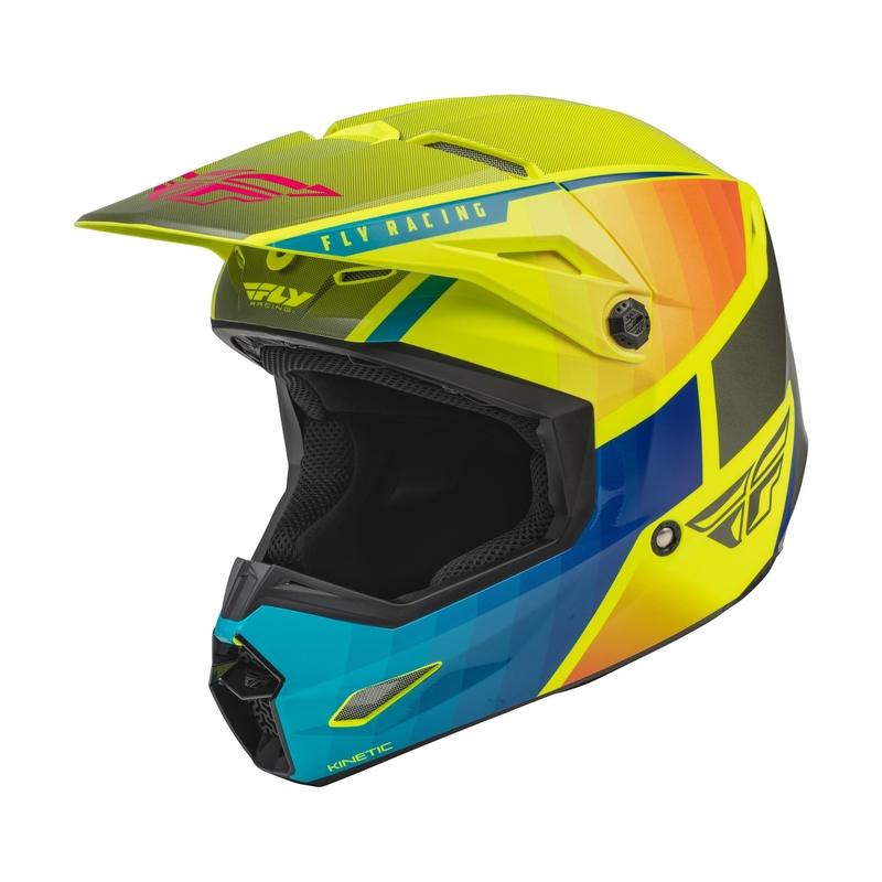 Dětská motokrosová přilba FLY Racing Kinetic Drift modro-fluo žluto-šedá