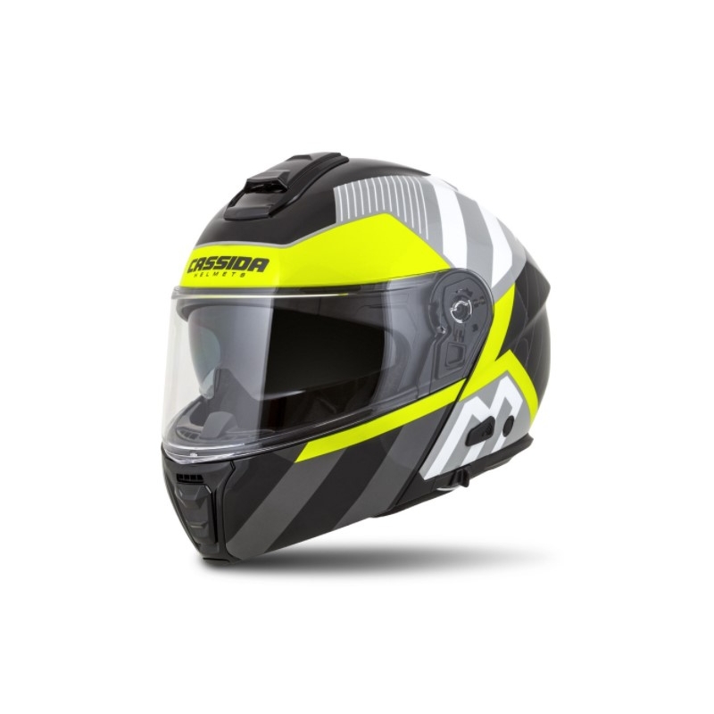 Vyklápěcí přilba na motorku Cassida Modulo 2.0 Profile bílo-šedo-černo-fluo žlutá