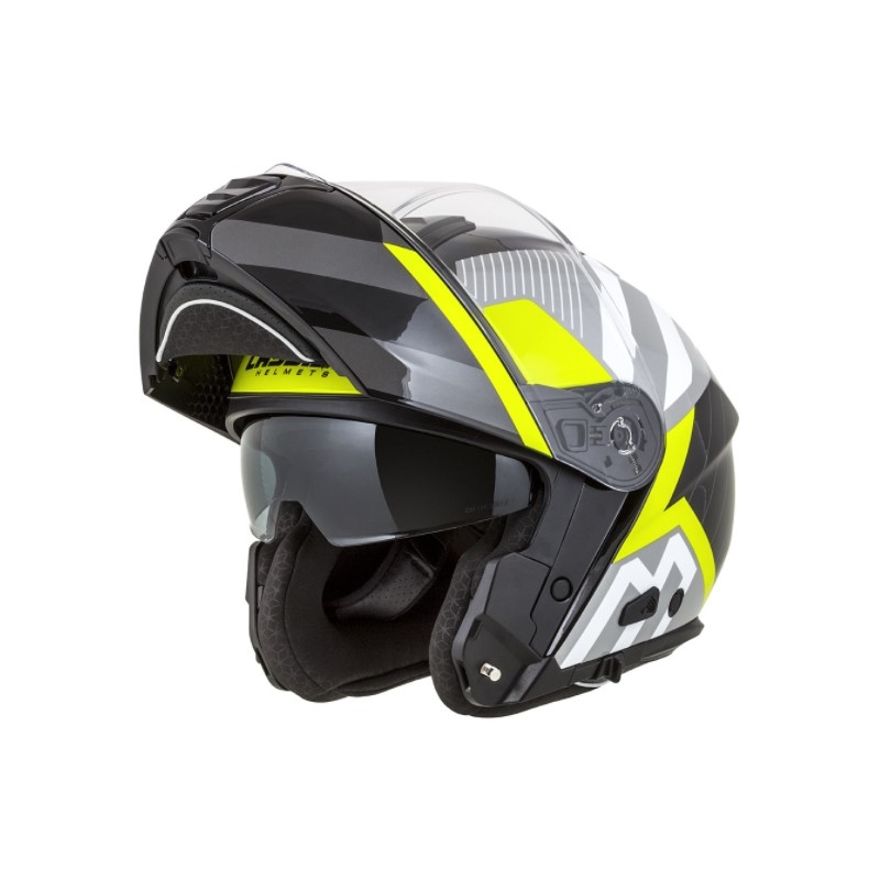 Vyklápěcí přilba na motorku Cassida Modulo 2.0 Profile bílo-šedo-černo-fluo žlutá