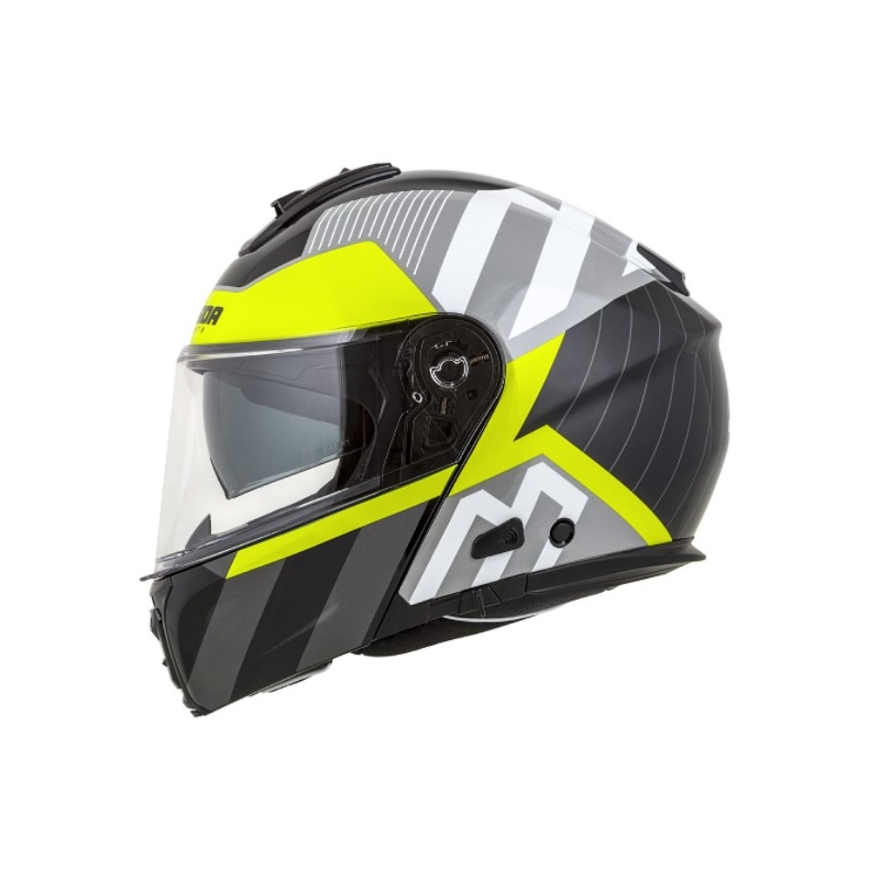 Vyklápěcí přilba na motorku Cassida Modulo 2.0 Profile bílo-šedo-černo-fluo žlutá