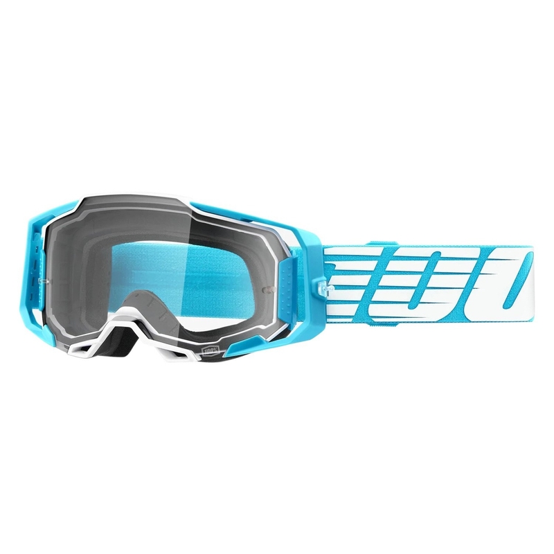 Motocross lasit 100% ARMEGA Oversized Sky turkoosi (kirkas pleksi)