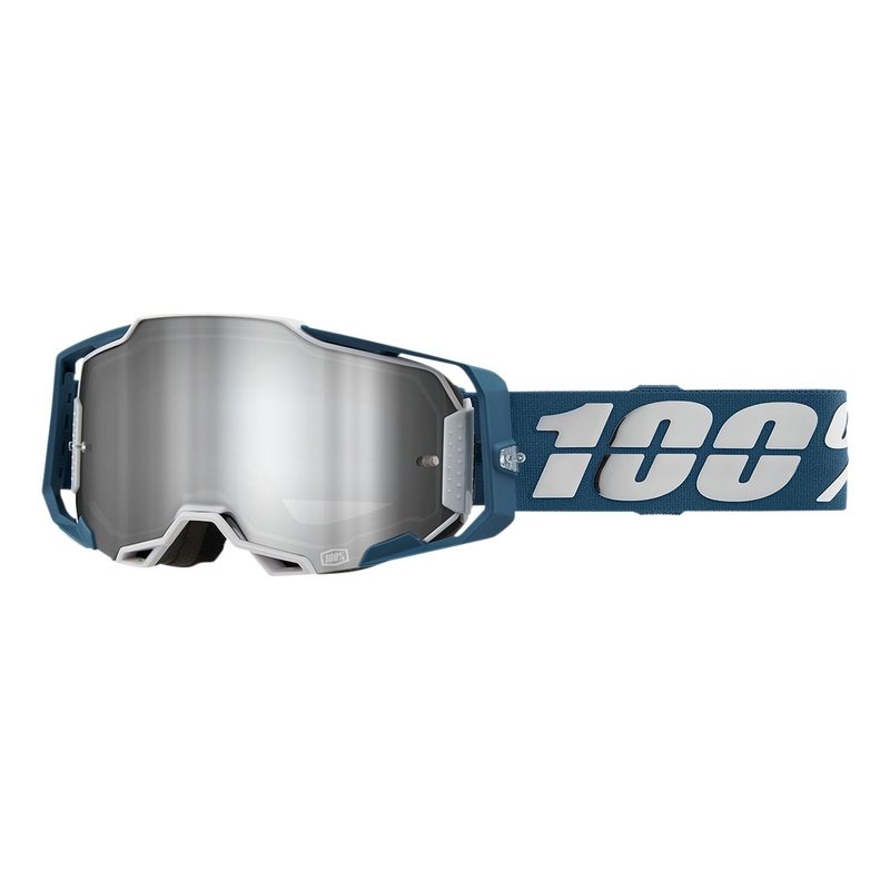 Motocross lasit 100% ARMEGA Albar harmaa-sininen (hopea plexi)
