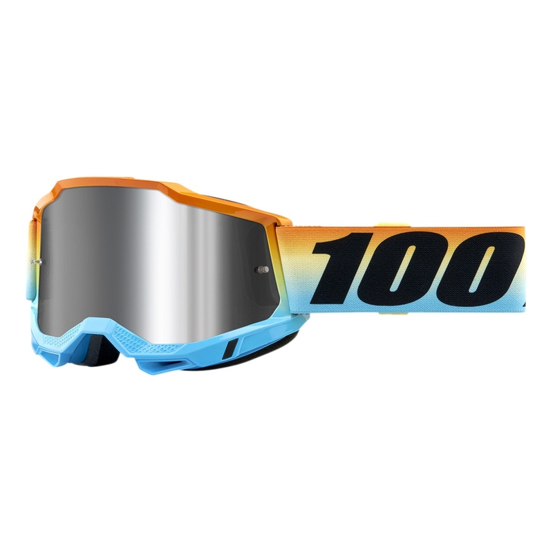 Motocross suojalasit 100% ACCURI 2 Sunset sininen-kelta-oranssi (hopea plexi)