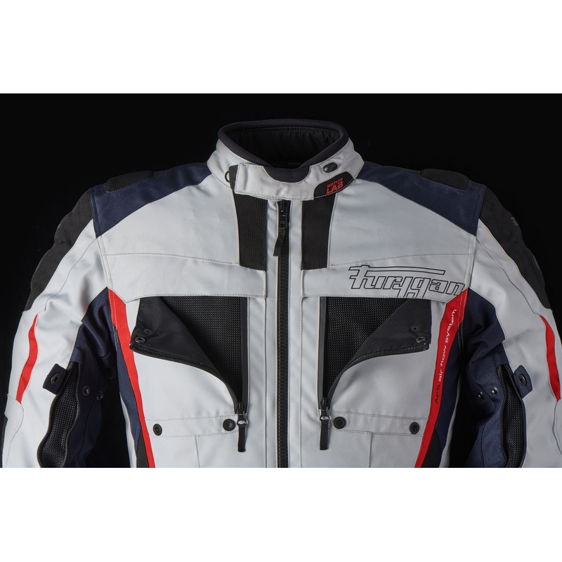 Furygan Brevent 3 in 1 harmaa-musta-punainen-sininen moottoripyörätakki alennusmyynti