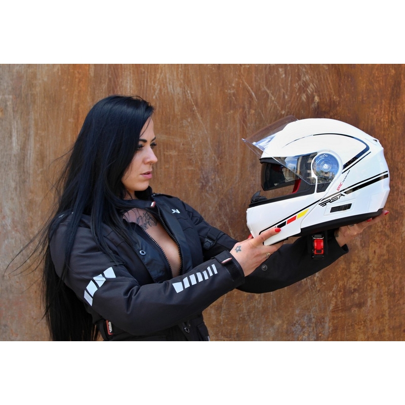 Vyklápěcí přilba na motorku RSA TR-01 bílo-černá výprodej