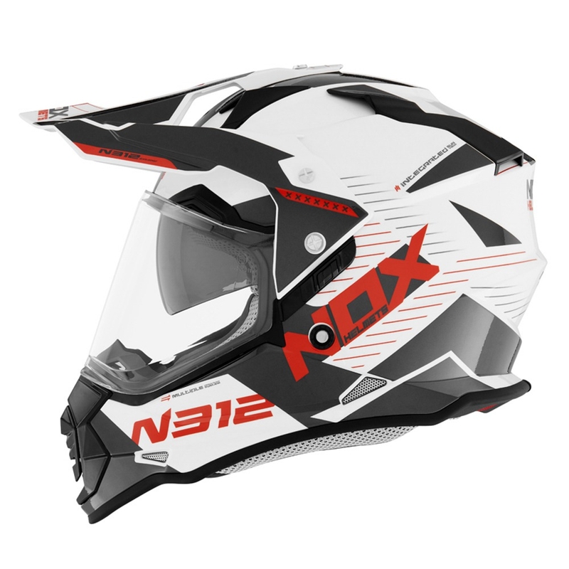 Enduro přilba NOX N312 EXTEND 2022 červeno-šedo-bílá výprodej