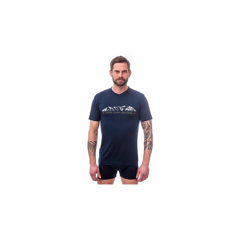 Pánské triko Sensor Merino Active PT Mountains tmavě modré výprodej