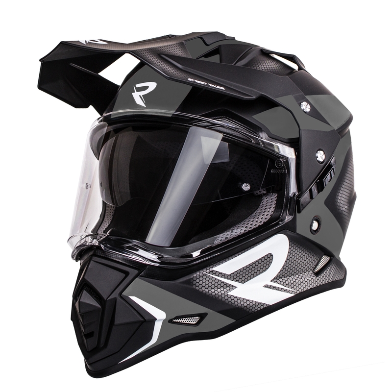 Enduro kypärä Street Racer Tracker musta-harmaa