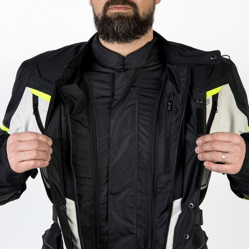 Bunda na motorku Ozone Sahara černo-šedo-fluo žlutá výprodej