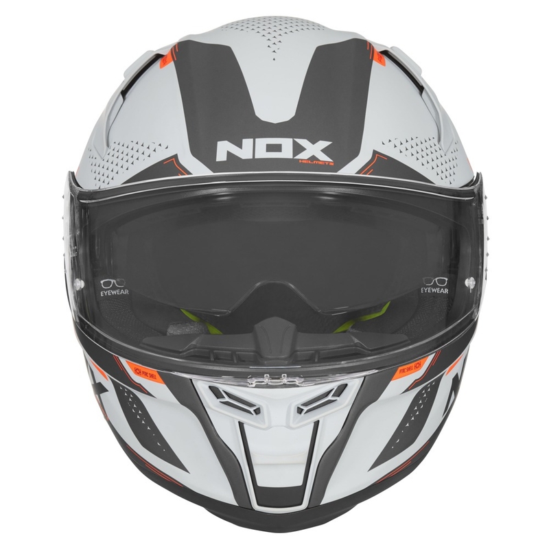 Integrální přilba na motorku NOX N303-S Neo šedo-fluo oranžová výprodej