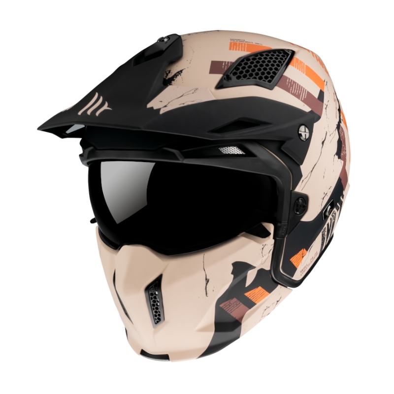 Přilba na motorku MT Streetfighter Skull 2020 oranžovo-hnědá - II. jakost