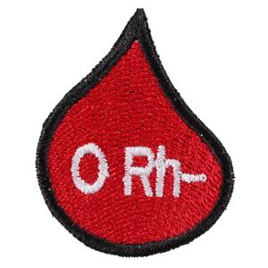 Laastari, jossa on veriryhmäpisara 0 Rh-