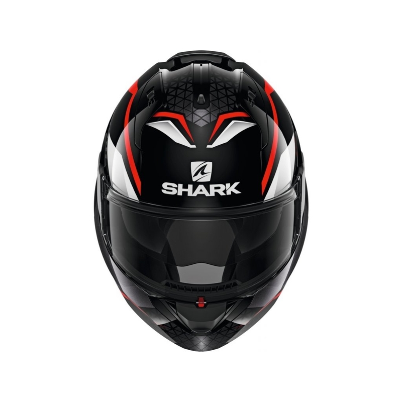 Překlápěcí přilba SHARK EVO-ES Yari černo-bílo-červená