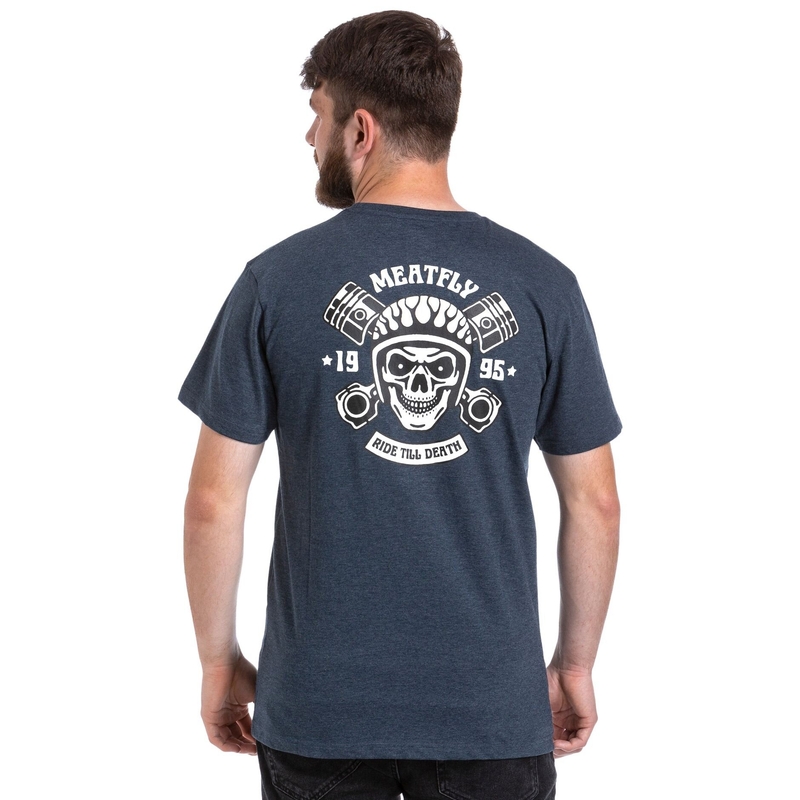 T-paita Meatfly Ride Till Death tumman sininen alennusmyynti
