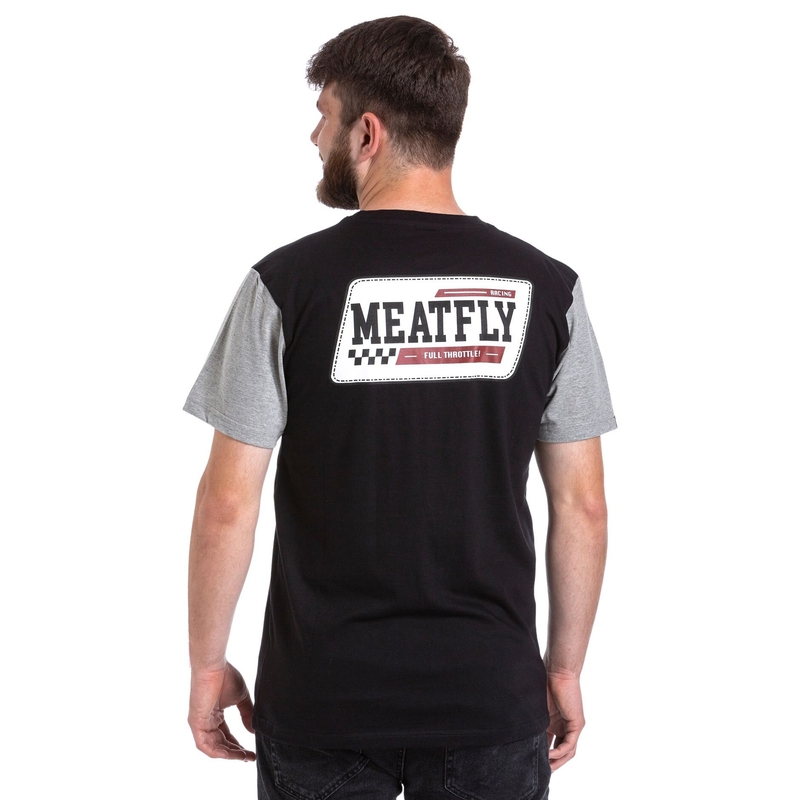 Meatfly Racing T-paita musta ja harmaa alennusmyynti