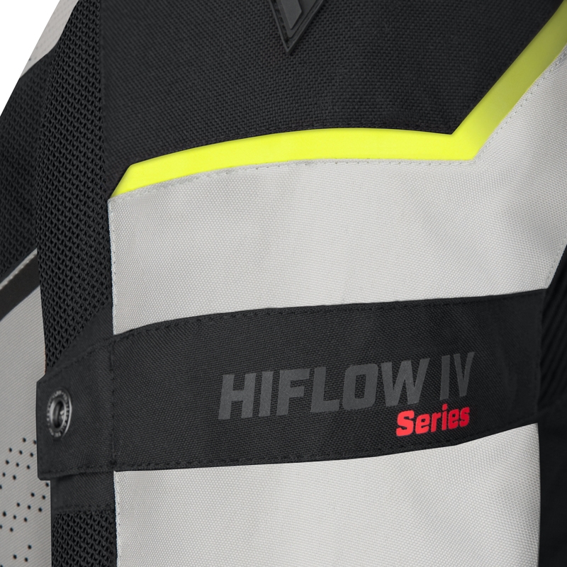 Rebelhorn Hiflow IV musta-hopea-keltainen moottoripyörätakki alennusmyynti