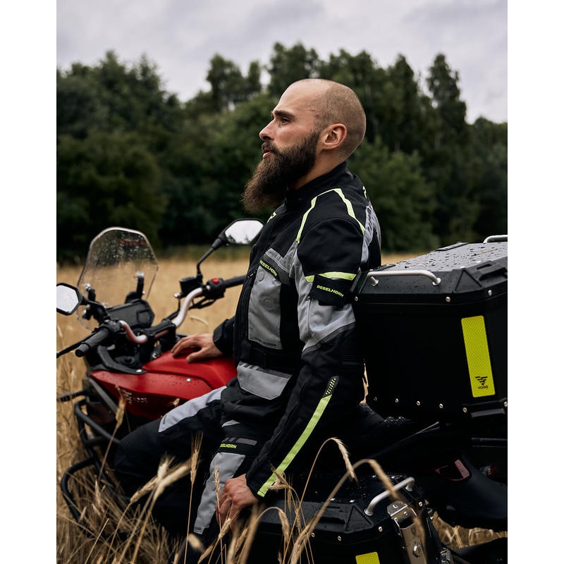 Bunda na motorku Rebelhorn Cubby IV černo-šedo-fluo-žlutá výprodej